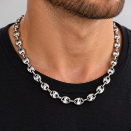 Chaîne collier grain de café 50 cm x 8 mm en acier