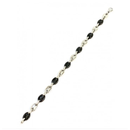 Bracelet grain de café 21 cm x 8 mm en acier bicolore noir