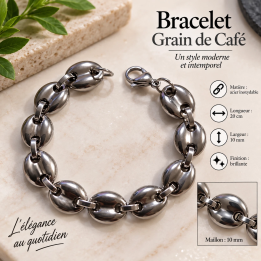 Bracelet grain de café 20 cm x 10 mm