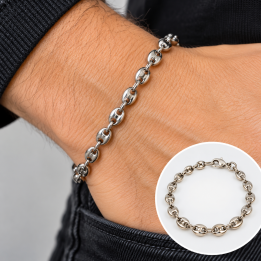 Bracelet grain de café en acier argenté – 20 cm x 7 mm