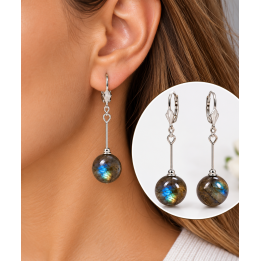 Boucles d’oreilles pendantes en labradorite