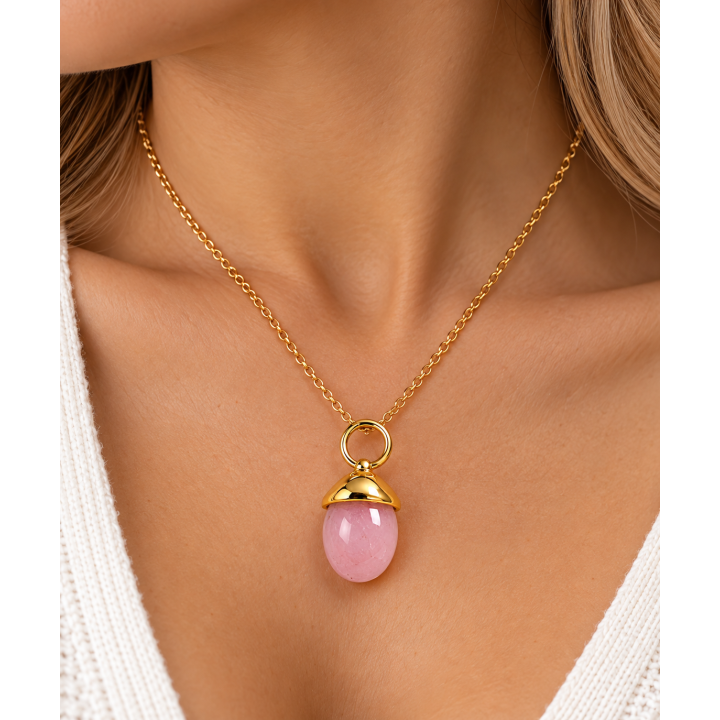 Petit pendentif quartz rose 16 mm
