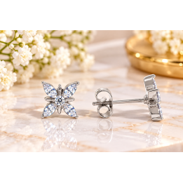 Boucles d'oreilles fleurs en acier