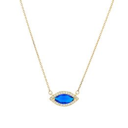 Collier zircones en acier doré