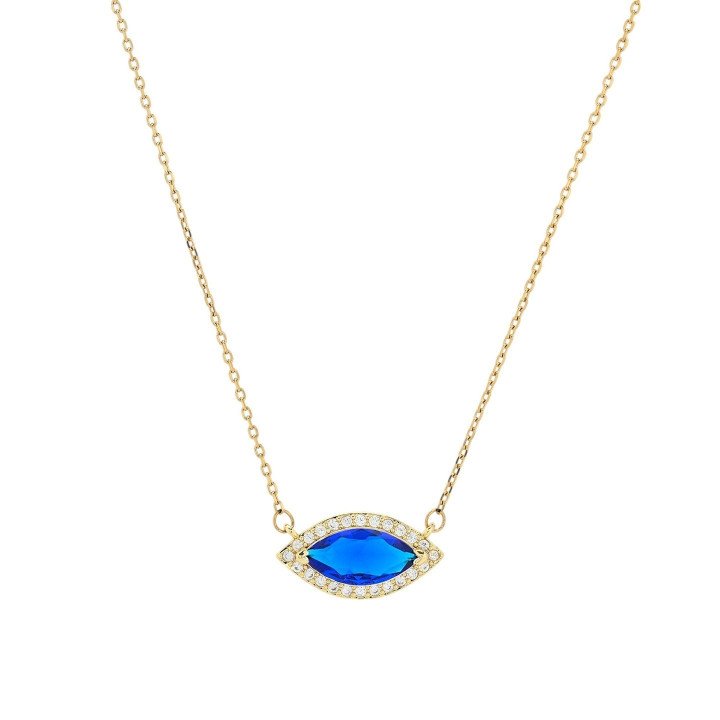 Collier zircones en acier doré