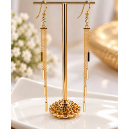 Boucles d’oreilles à crochet en acier doré – 9 cm