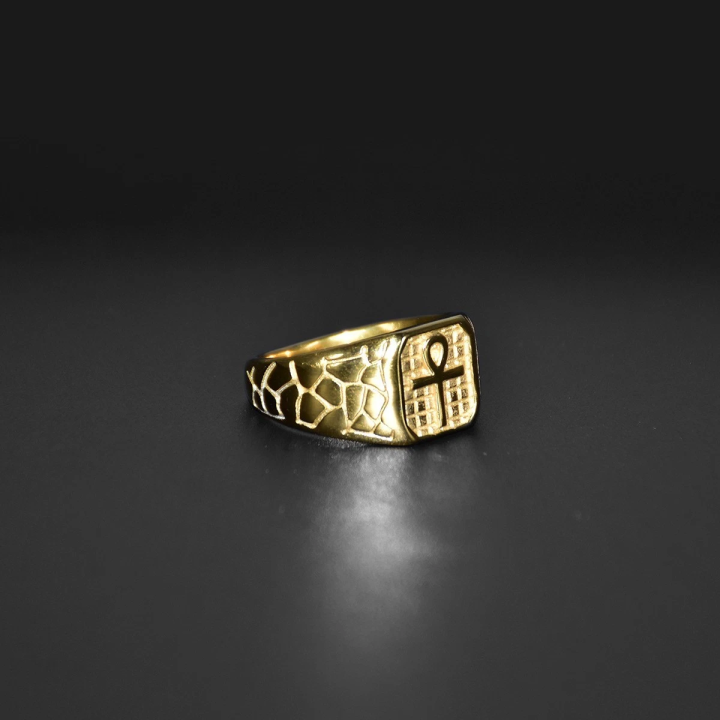 Bague chevalière croix de vie Ankh