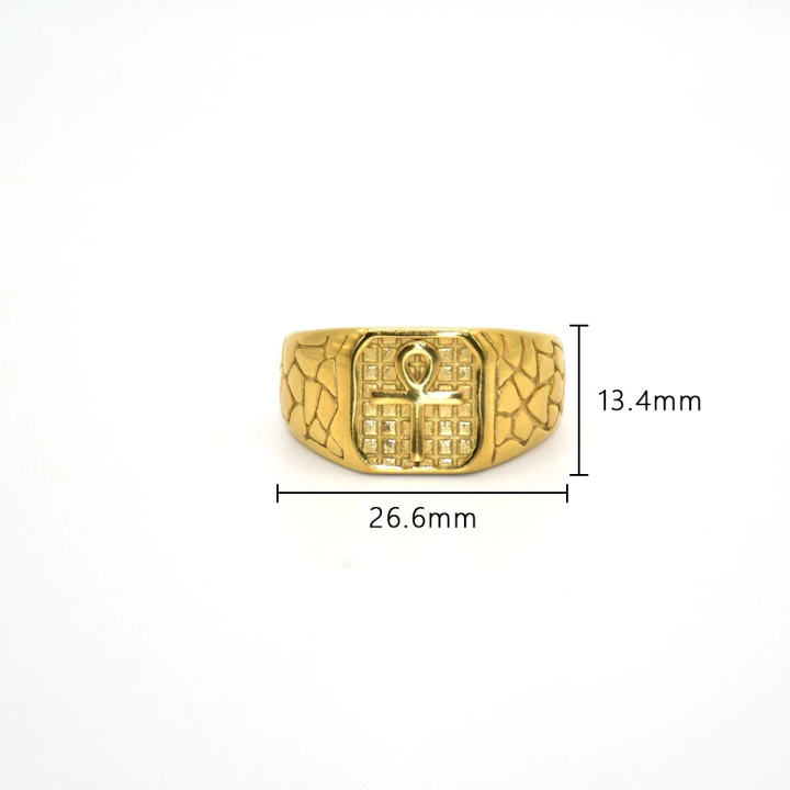 Bague chevalière croix de vie Ankh
