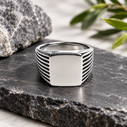 Bague chevalière en acier
