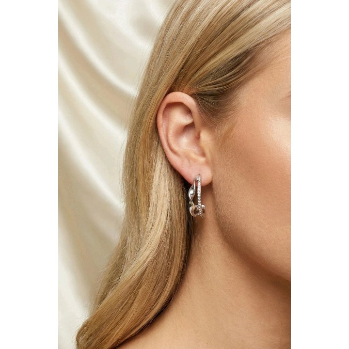 Boucles d'oreilles créoles strass en 25 mm