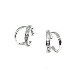 Boucles d'oreilles créoles strass 2 rangs