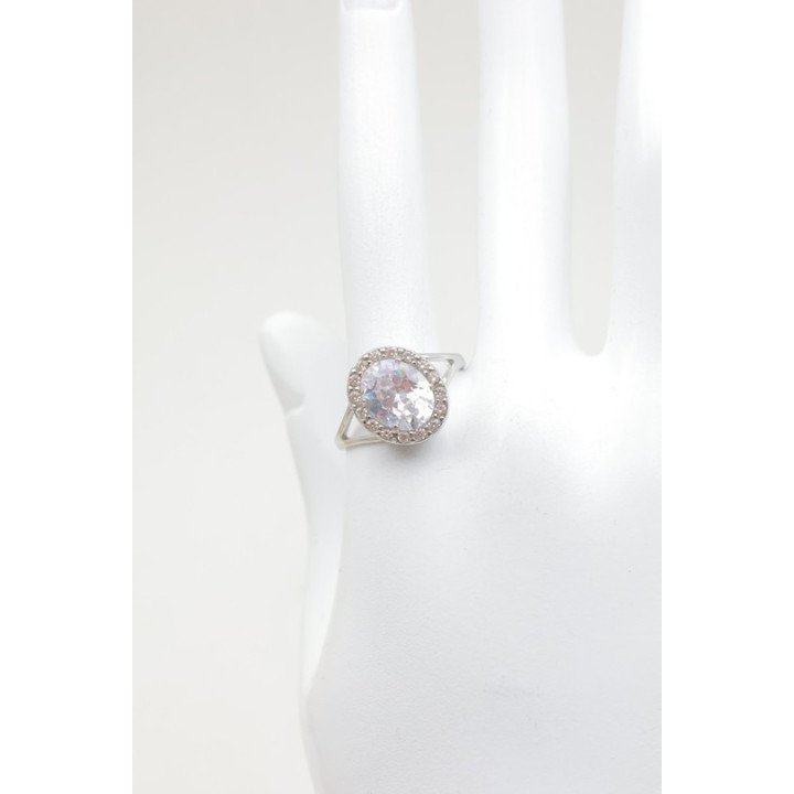 Bague ovale adaptable strass et zircone