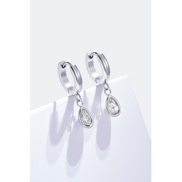 Boucles d’oreilles créoles avec pendentif goutte – Acier