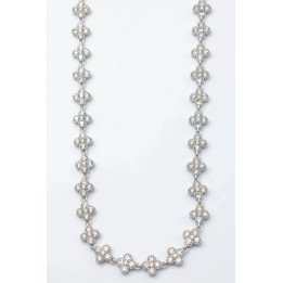 Collier fleurs scintillantes ras du cou en acier argenté
