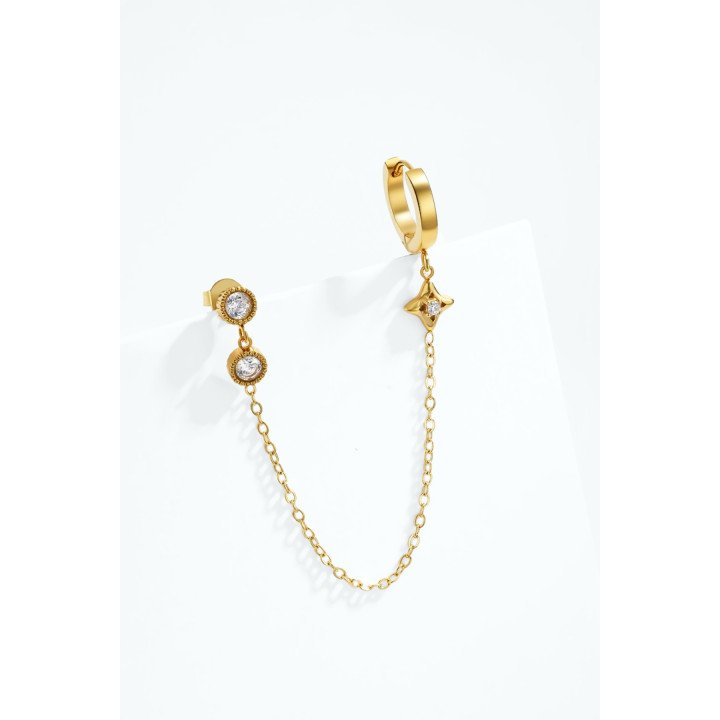 Boucles d’oreille créole chaîne et strass en acier