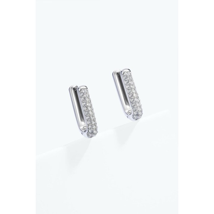 Boucles d’oreilles créoles rectangles pavées de strass