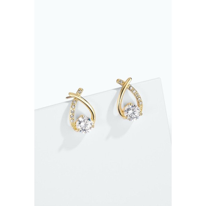 Boucles d’oreilles élégantes entrelacées avec strass – 15 mm