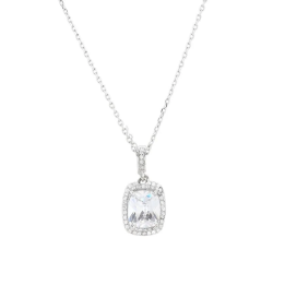 Collier zircones rectangulaire en plaqué argent