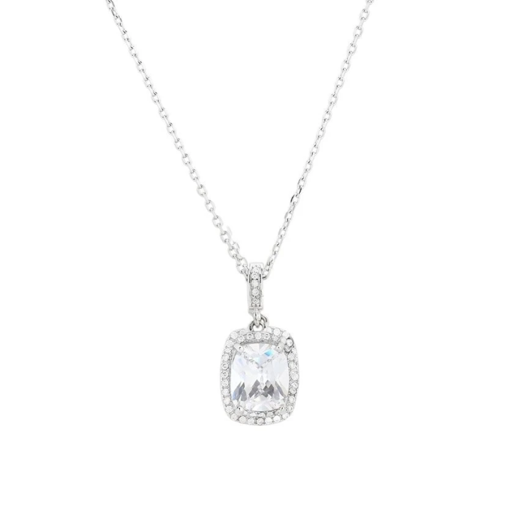 Collier zircones rectangulaire en plaqué argent