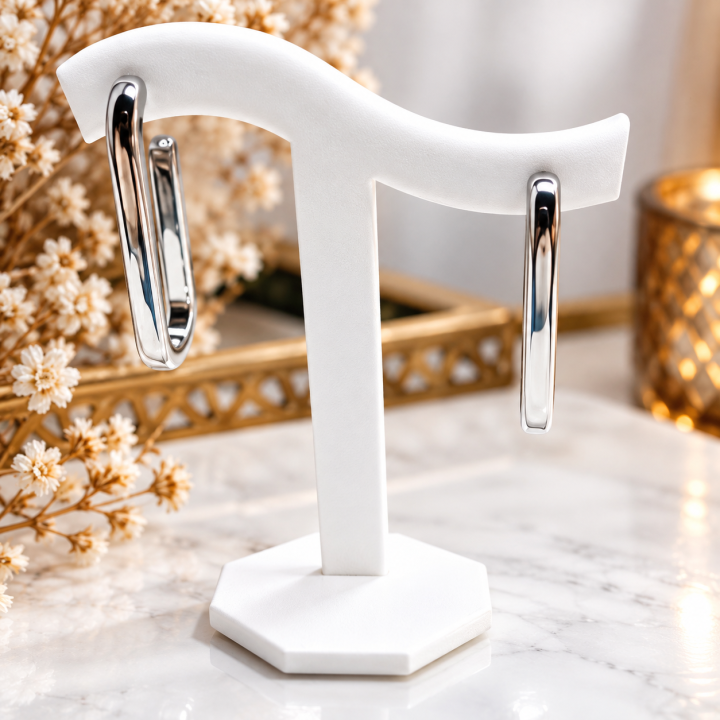 Boucles d’oreilles créoles en acier inoxydable – 4 cm