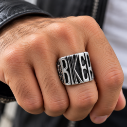 Bague biker en étain