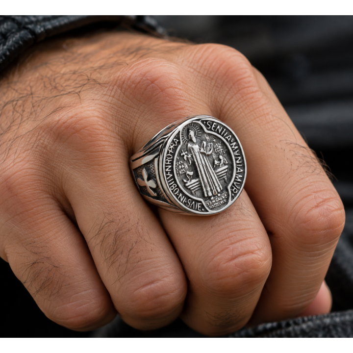 Bague Saint-Benoît en acier inoxydable