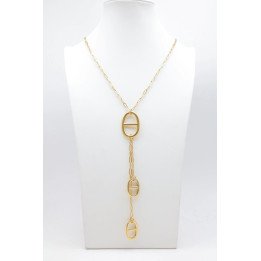 Collier sautoir maille marine en acier inoxydable doré