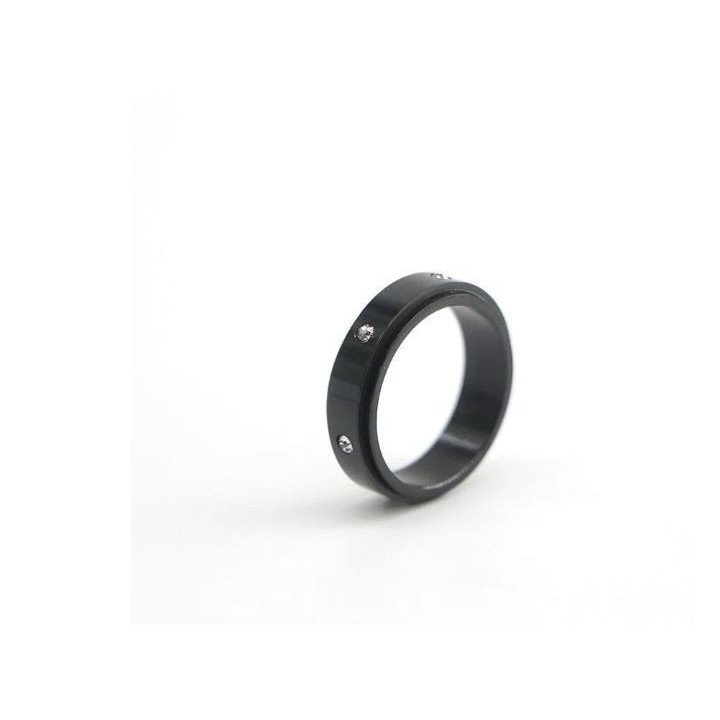 Bague anti stress noire et zircones