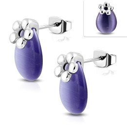 Boucles d’oreilles violettes en acier inoxydable