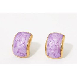 Boucles d’oreilles violettes et dorées en acier inoxydable – 14 mm