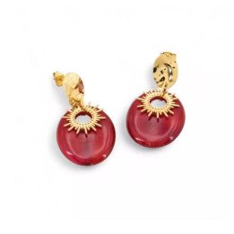 Boucles d'oreilles pendantes bordeaux