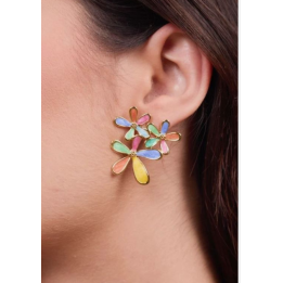 Boucles d'oreilles fleurs multicolores