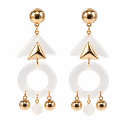 Boucles d'oreilles pendantes blanches alliage fantaisie