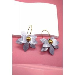 Boucles d’oreilles pendantes fleur en acier
