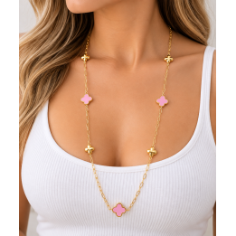 Collier sautoir rose