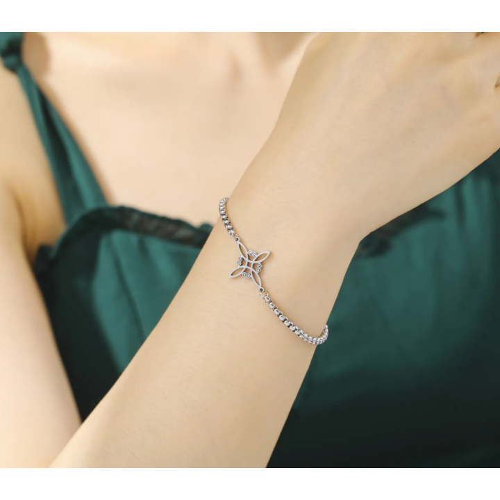 Bracelet sorcière en acier argenté
