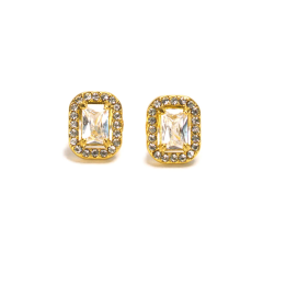 Boucles d'oreilles puces strass et acier doré