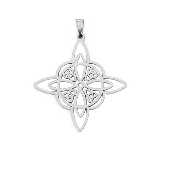 Pendentif sorcière entrelacs celtiques en acier Doré ou argenté