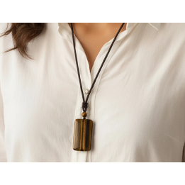 Collier pendentif œil de tigre naturel – Style ethnique