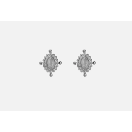 Boucles d'oreilles ovales acier et pierre