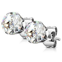 Boucles d'oreilles zircone 6 mm bijou en acier