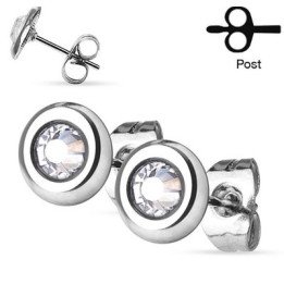 Boucles d'oreilles cristal en 8 mm bijou en acier