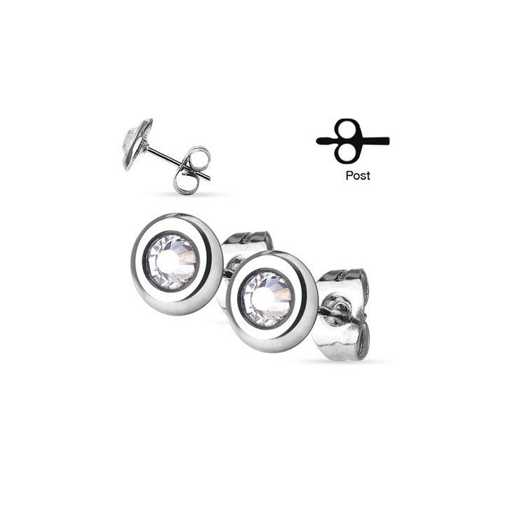 Boucles d'oreilles cristal en 8 mm bijou en acier