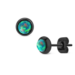 Boucles d'oreilles opales chauffées bleues bijou en acier 6 mm