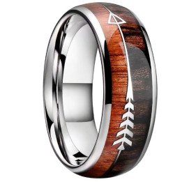 Bague anneau tungstène et bois