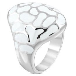 Bague émail blanc et acier
