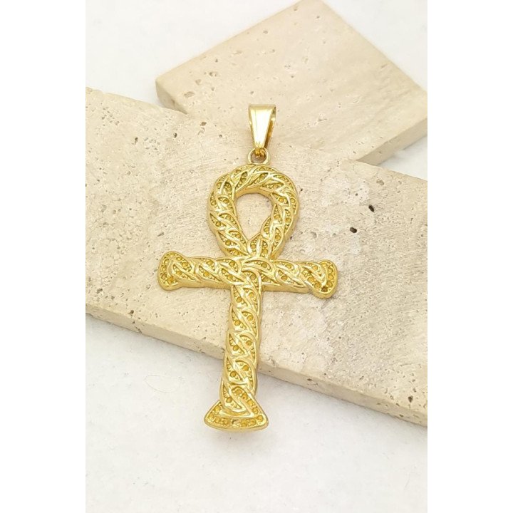 Pendentif Ankh doré ajouré – Croix de vie égyptienne