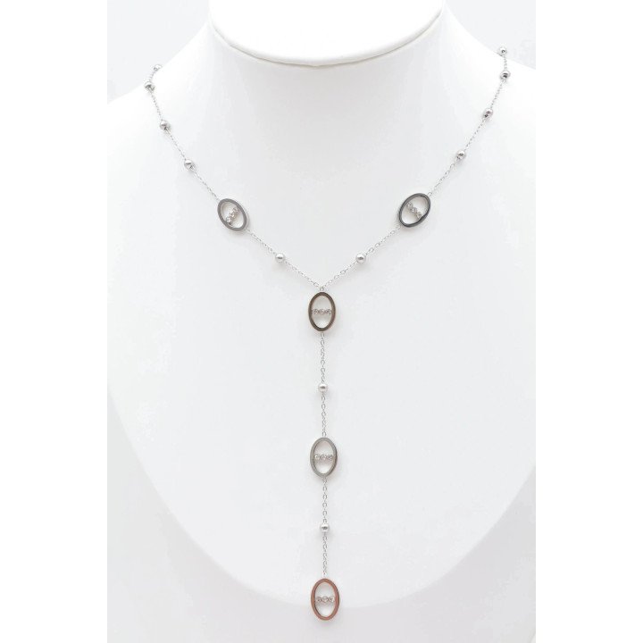 Collier plongeant maille marine argentée
