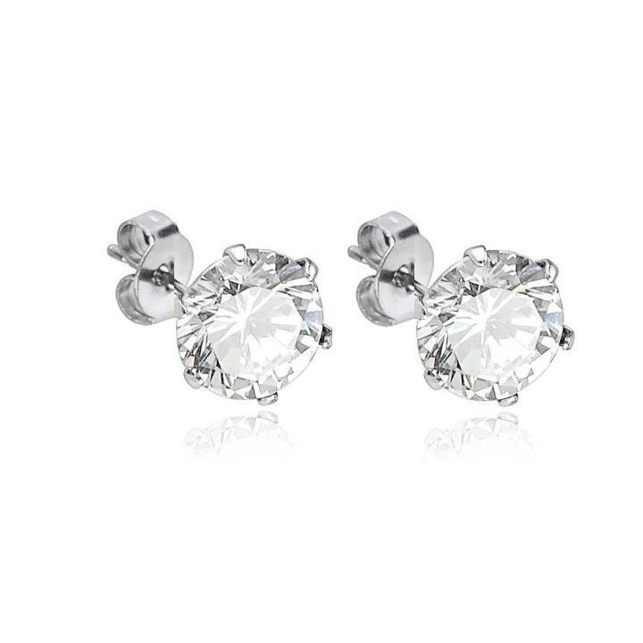 Boucles d'oreilles zircones blancs 8 mm