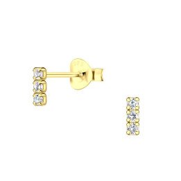 Boucles d'oreilles zircones en argent plaqué or jaune 14 carats